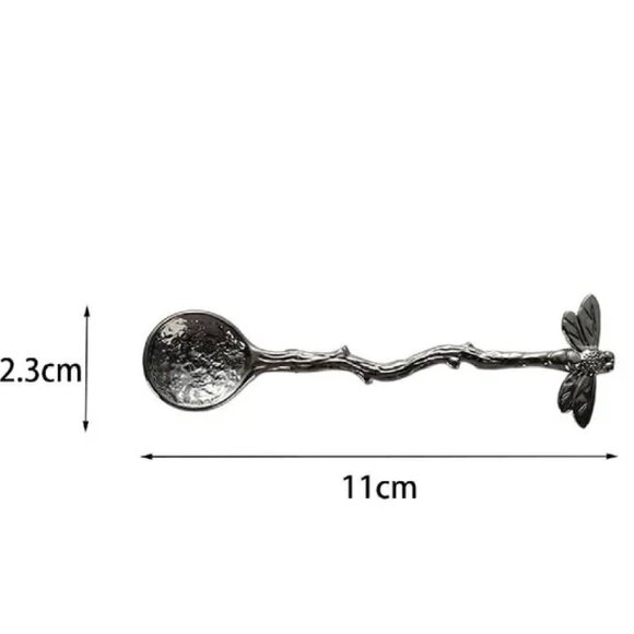 4pcs Gold Retro Dragonfly Spoon Coffee Spoon Teaspoon Stainless Steel Tableware - Picture 4 of 4